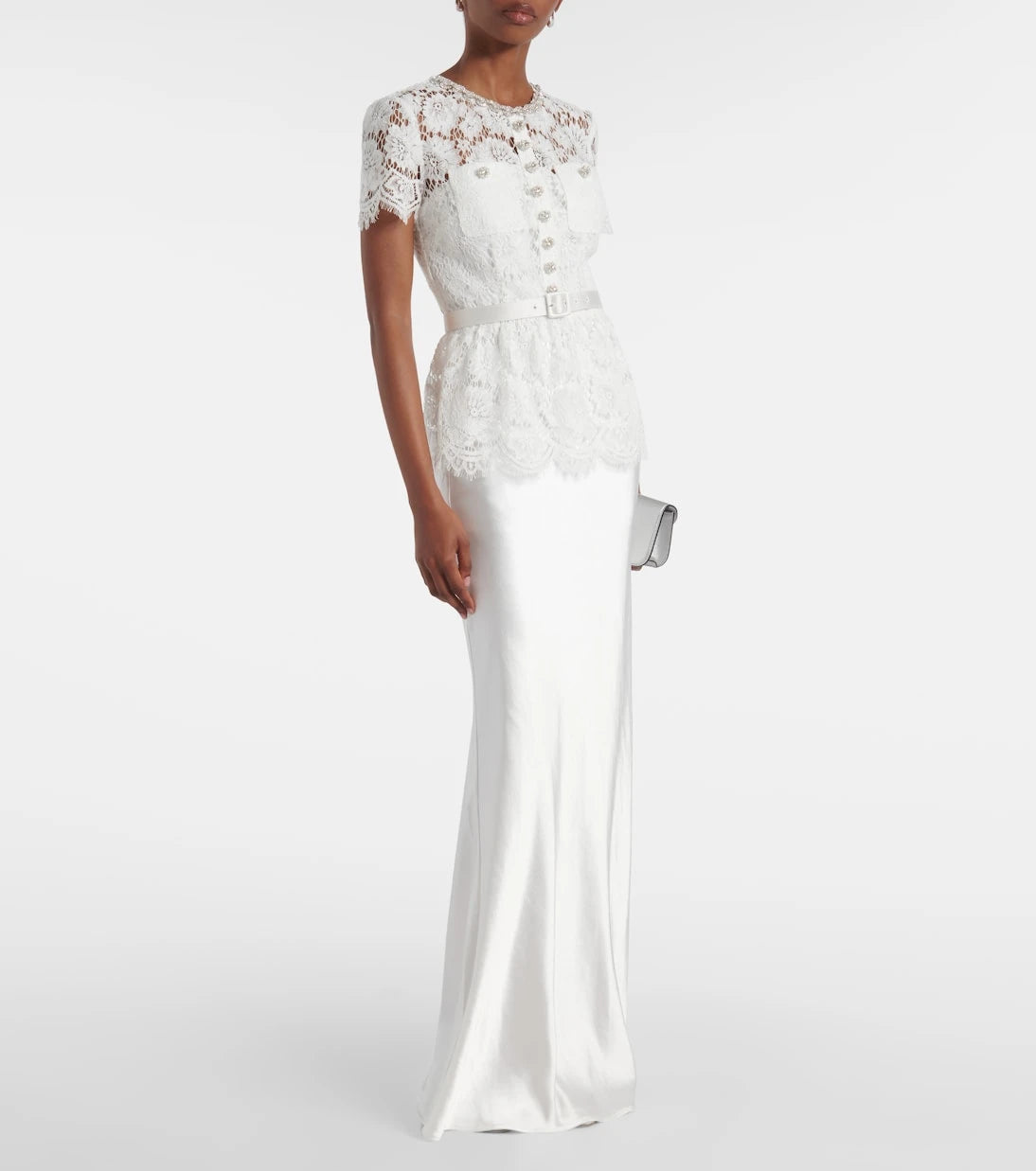 Self-Portrait - Bridal embellished lace satin gown