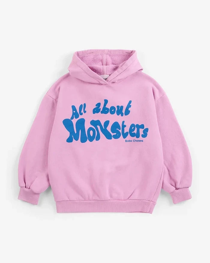 Bobo Choses Çocuklar için Pamuklu Kapüşonlu Sweatshirt All About Monsters