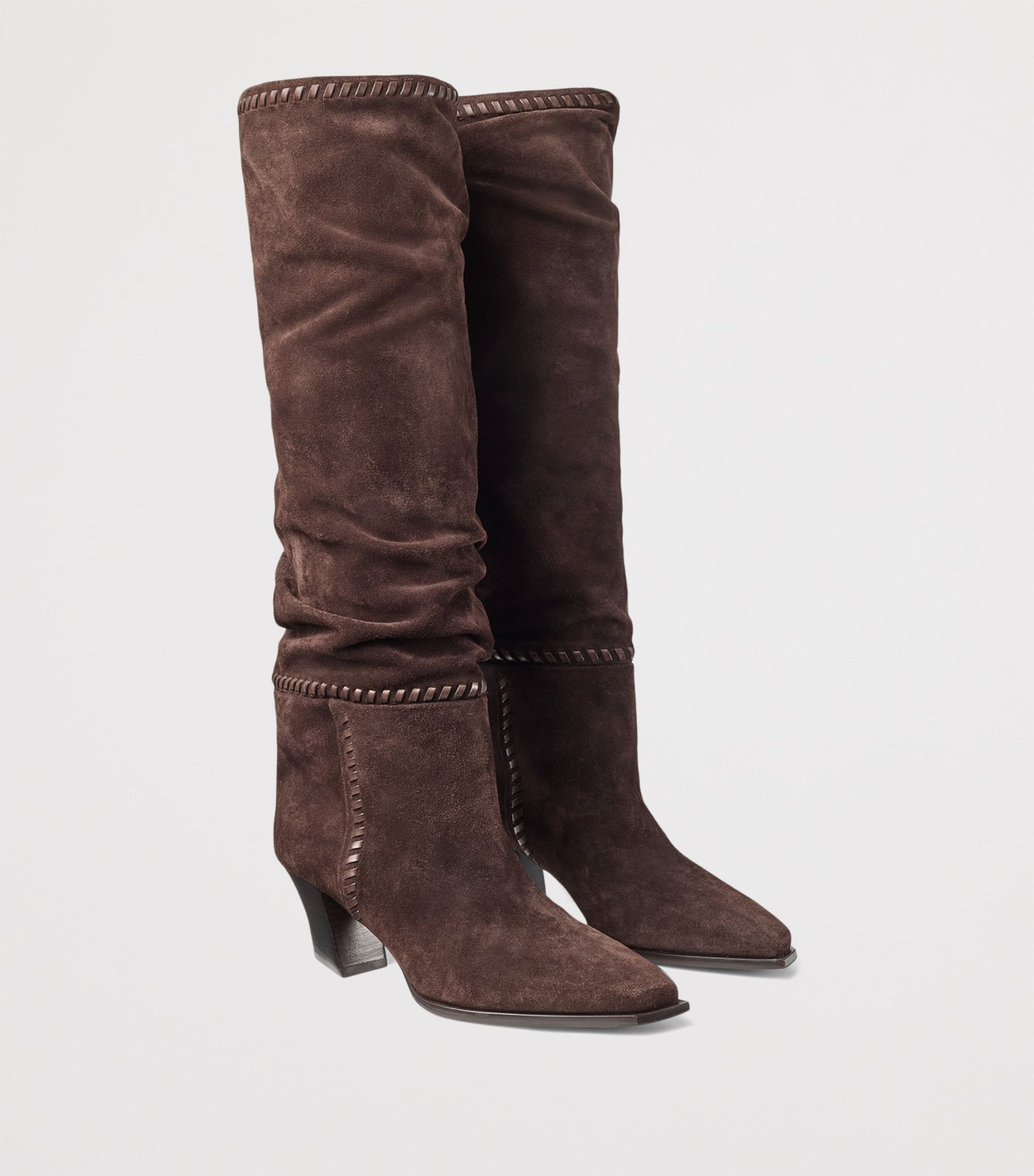 Jimmy Choo Brown Hart Stitch 60 Suede Knee-High Boots