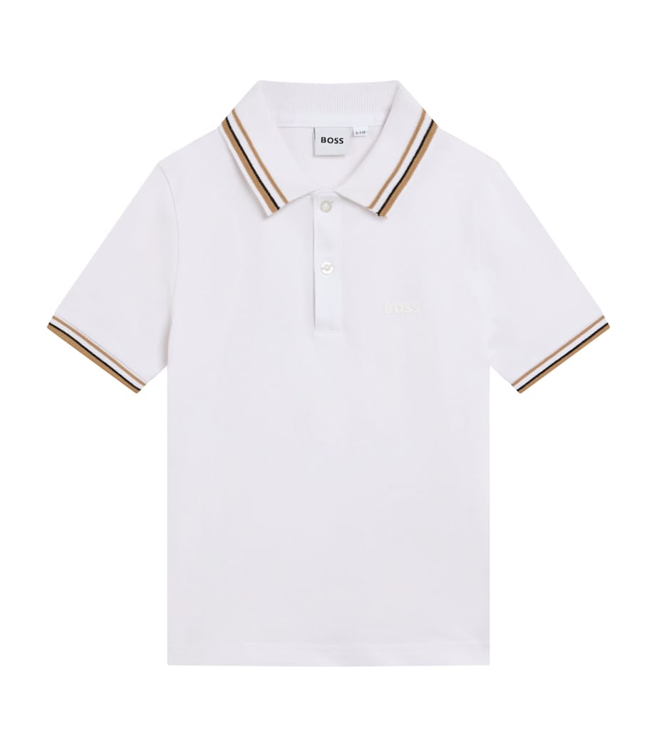 BOSS Kidswear Stripe-Trim Logo Polo Shirt