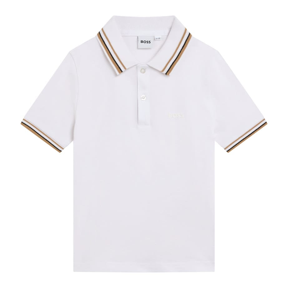 BOSS Kidswear Stripe-Trim Logo Polo Shirt