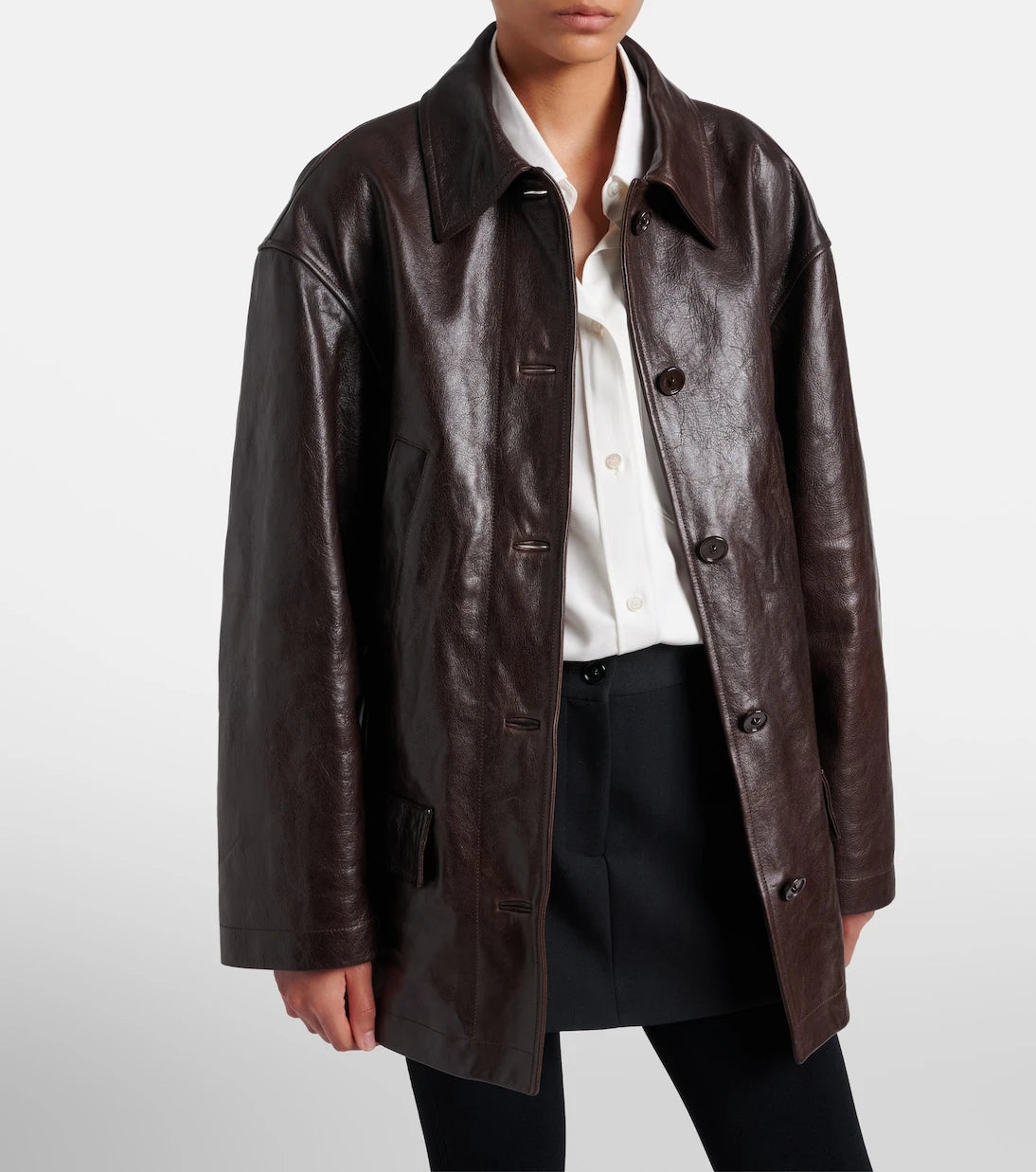 Balenciaga - Oversized leather car coat