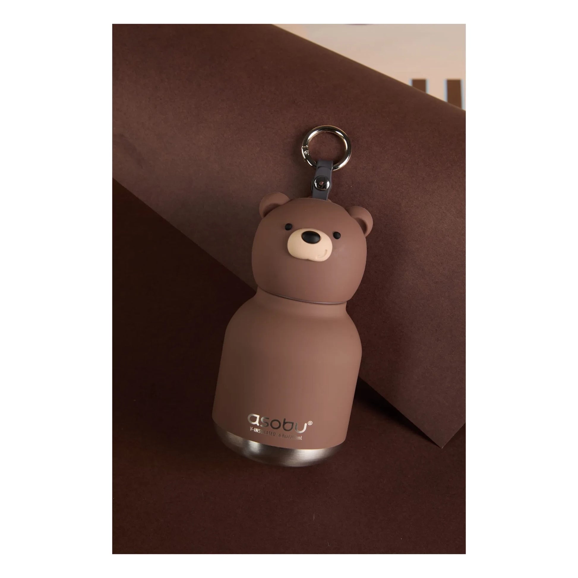 Asobu - Brown Bear stainless steel mini flask | Brown