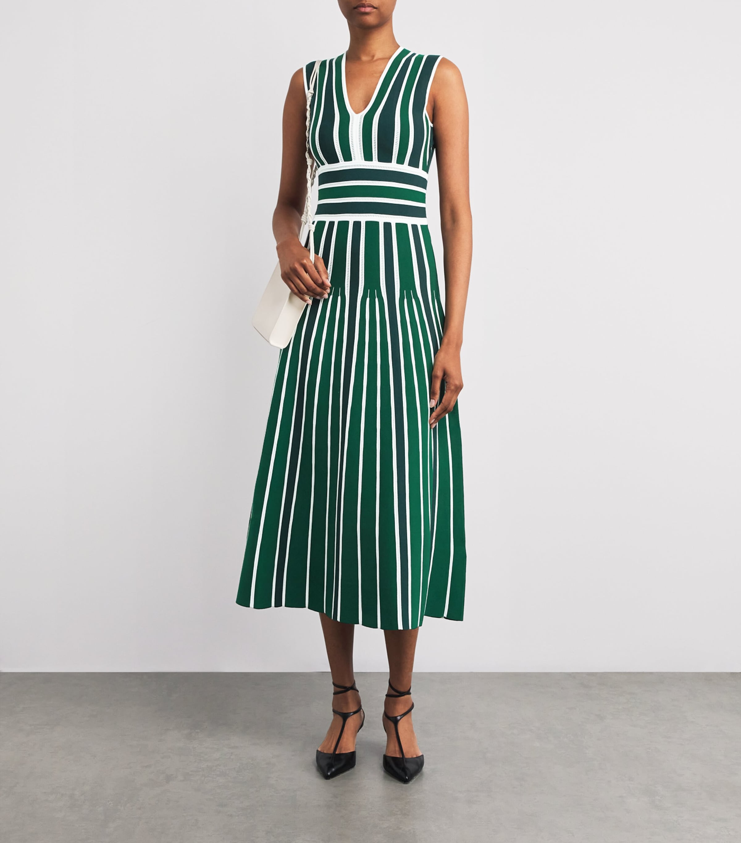 Green Stripe Tallone Knitted Midi Dress