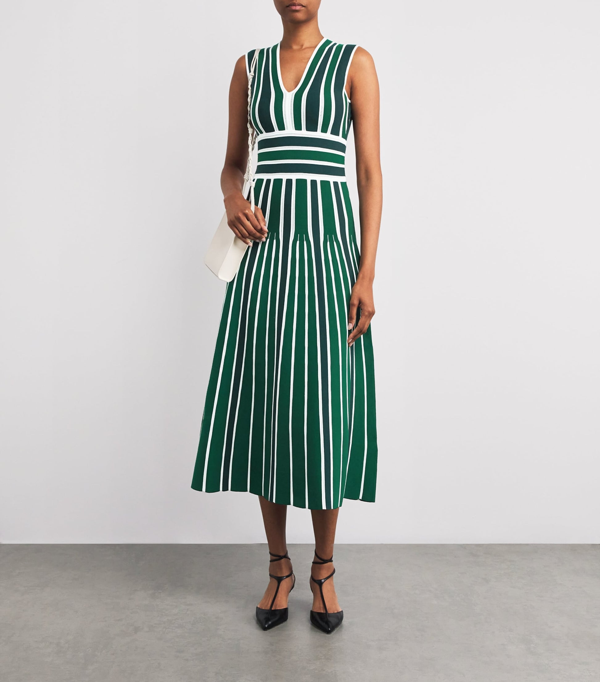 Green Stripe Tallone Knitted Midi Dress