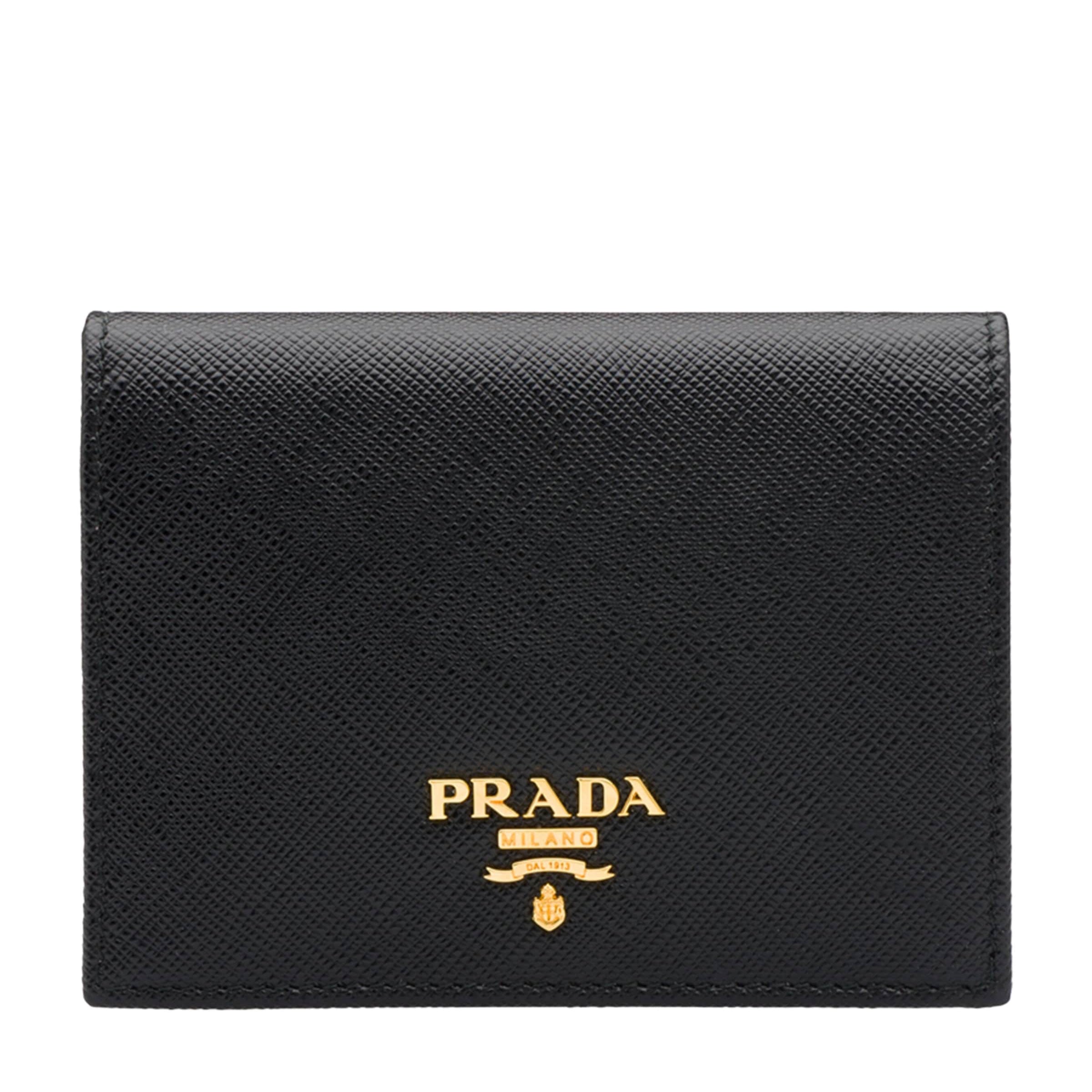 Prada Black Small Saffiano Leather Bifold Wallet