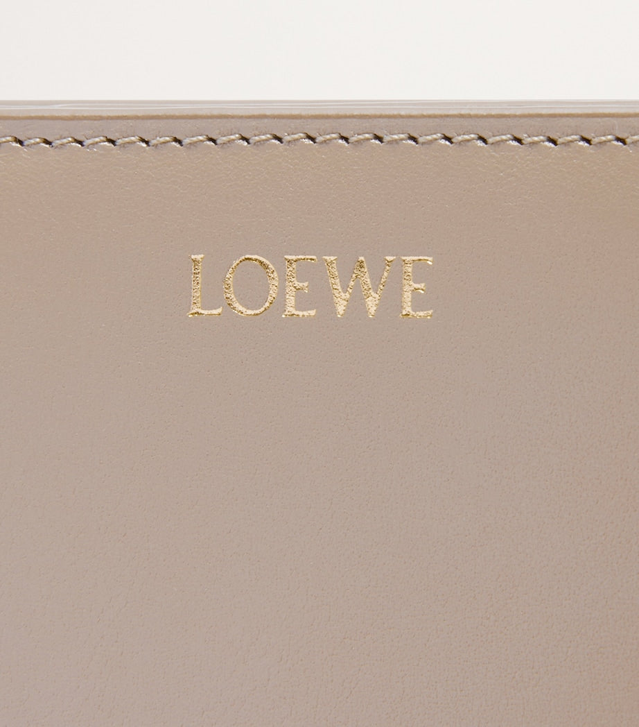 Beige Leather Knot Compact Wallet