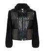 Claudie Pierlot Black Faux Fur-Trim Bomber Jacket