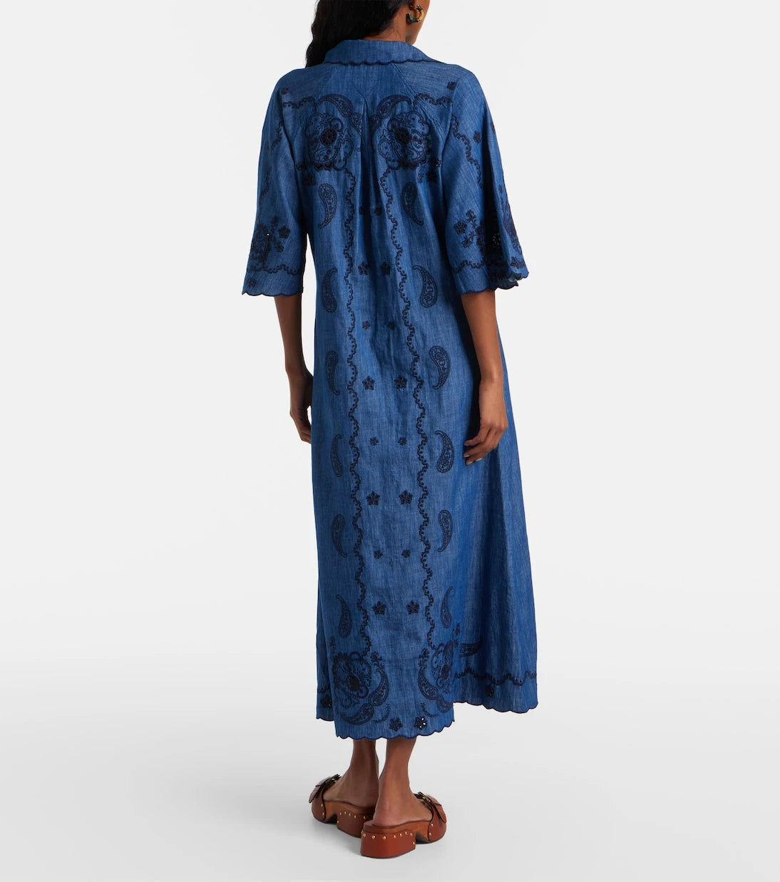Zimmermann - Aster embroidered denim midi dress
