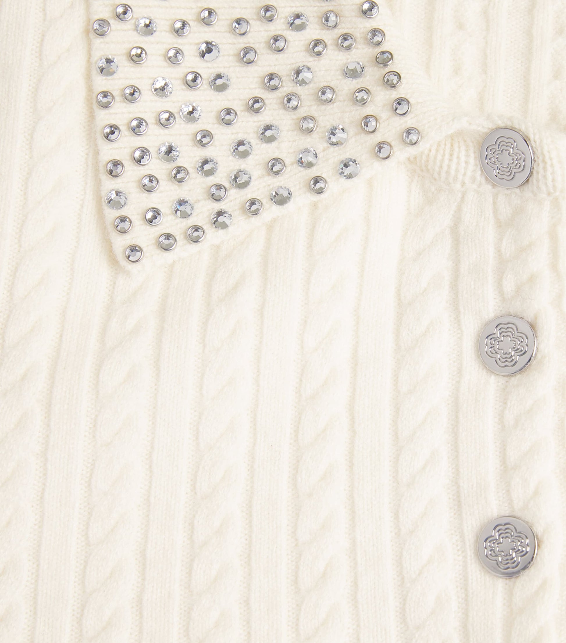 Maje White Wool Embellished Cardigan