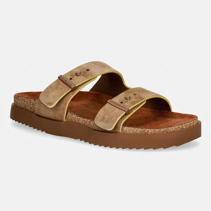 Tommy Hilfiger чехли мъжки от велур CORK ADJUSTABLE SUEDE SANDAL