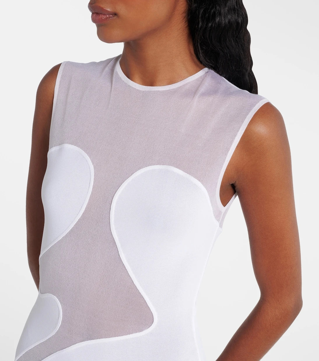 Alaïa - Mesh-trimmed maxi dress
