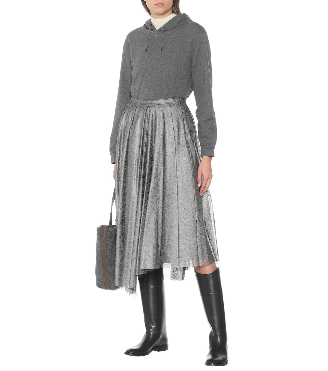 Brunello Cucinelli - Cotton-blend lamé midi skirt