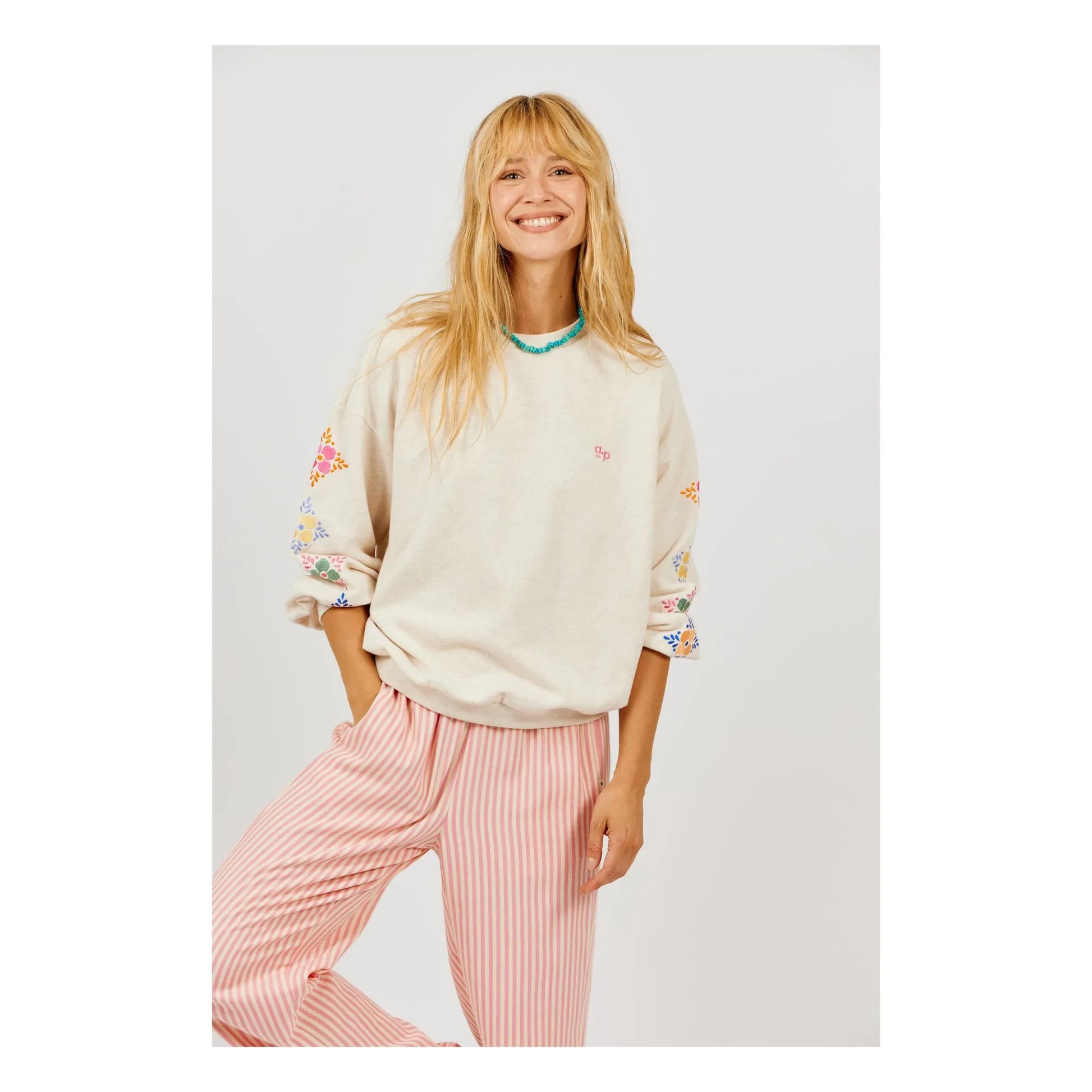 a.p - Sweat Embroidery Organic Cotton | Sand
