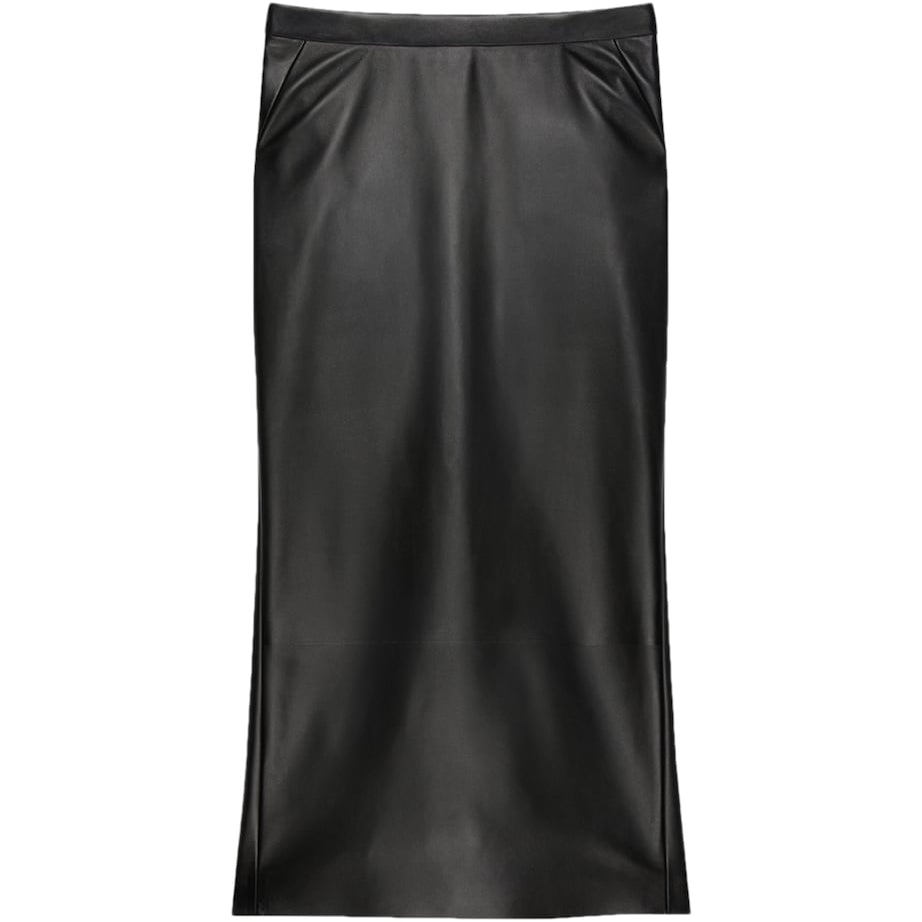 Givenchy Black Leather Low-Waist Midi Skirt