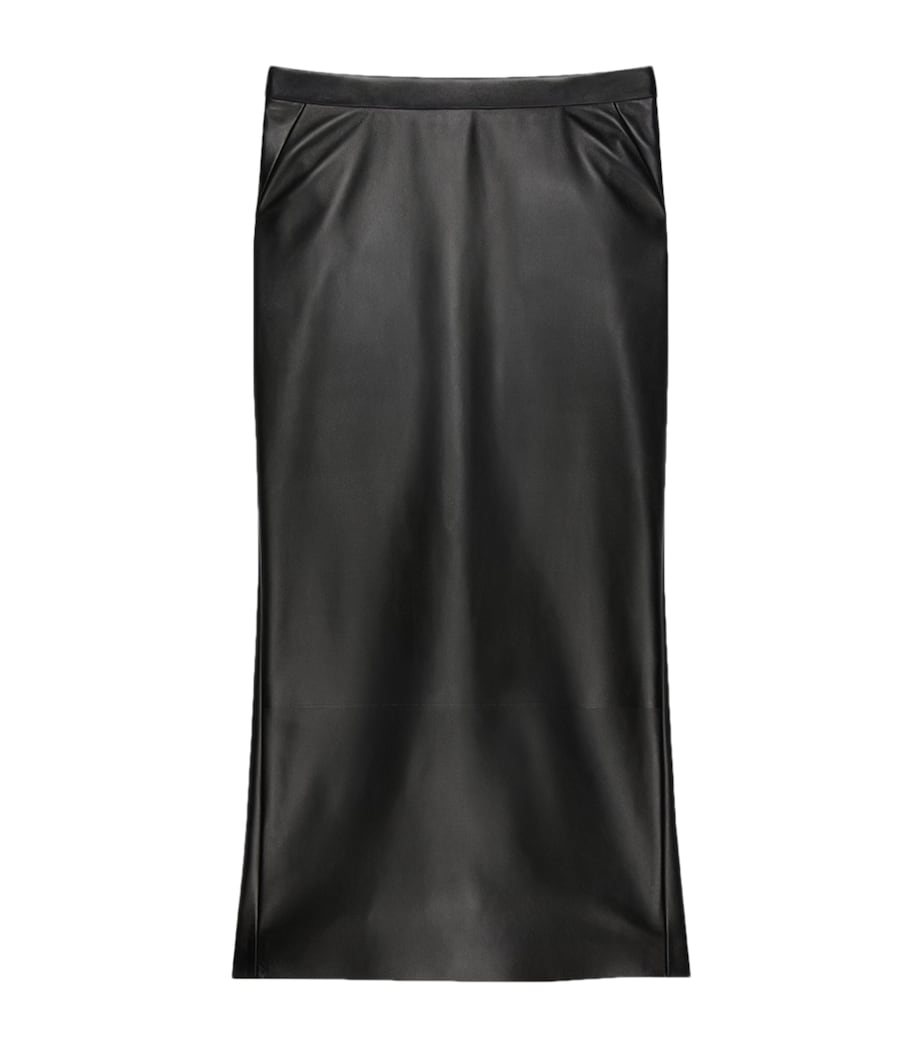 Givenchy Black Leather Low-Waist Midi Skirt