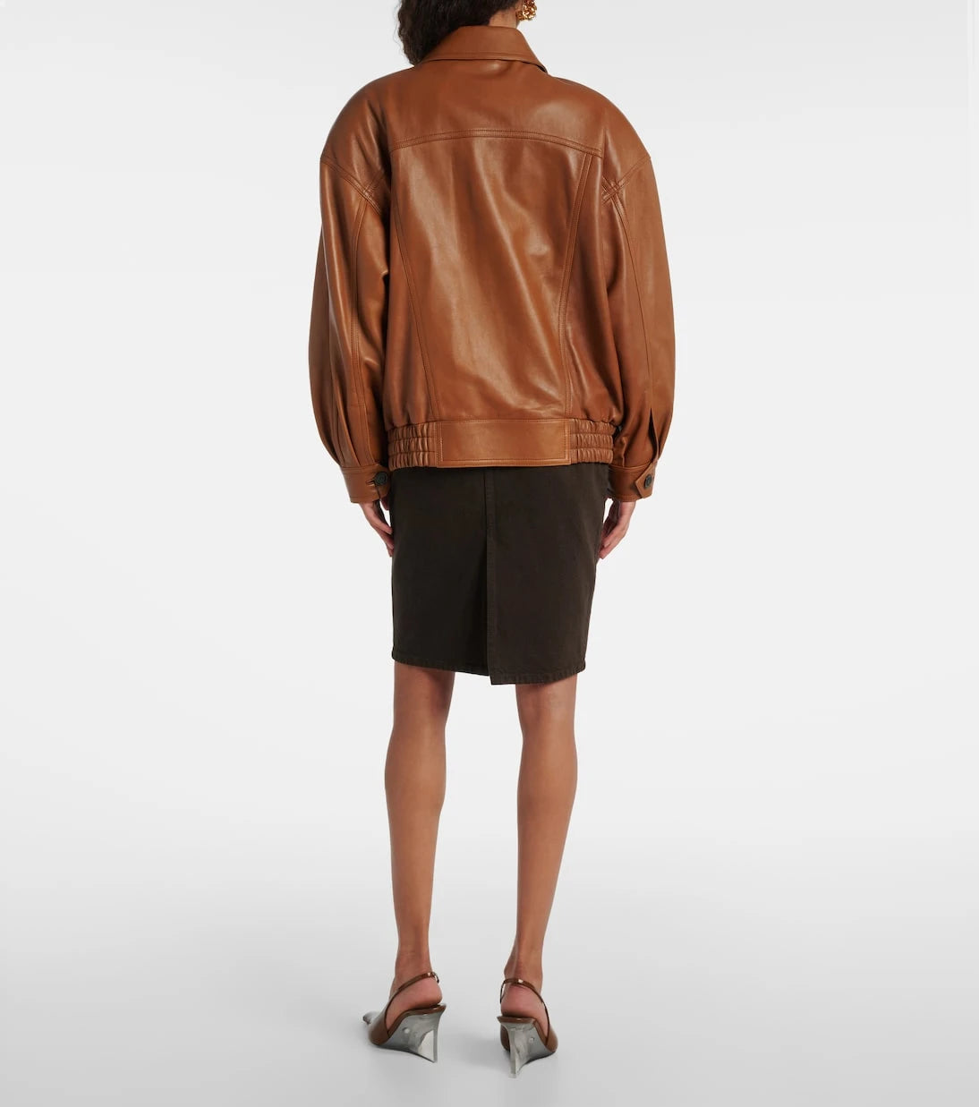 Saint Laurent - Oversized leather bomber jacket