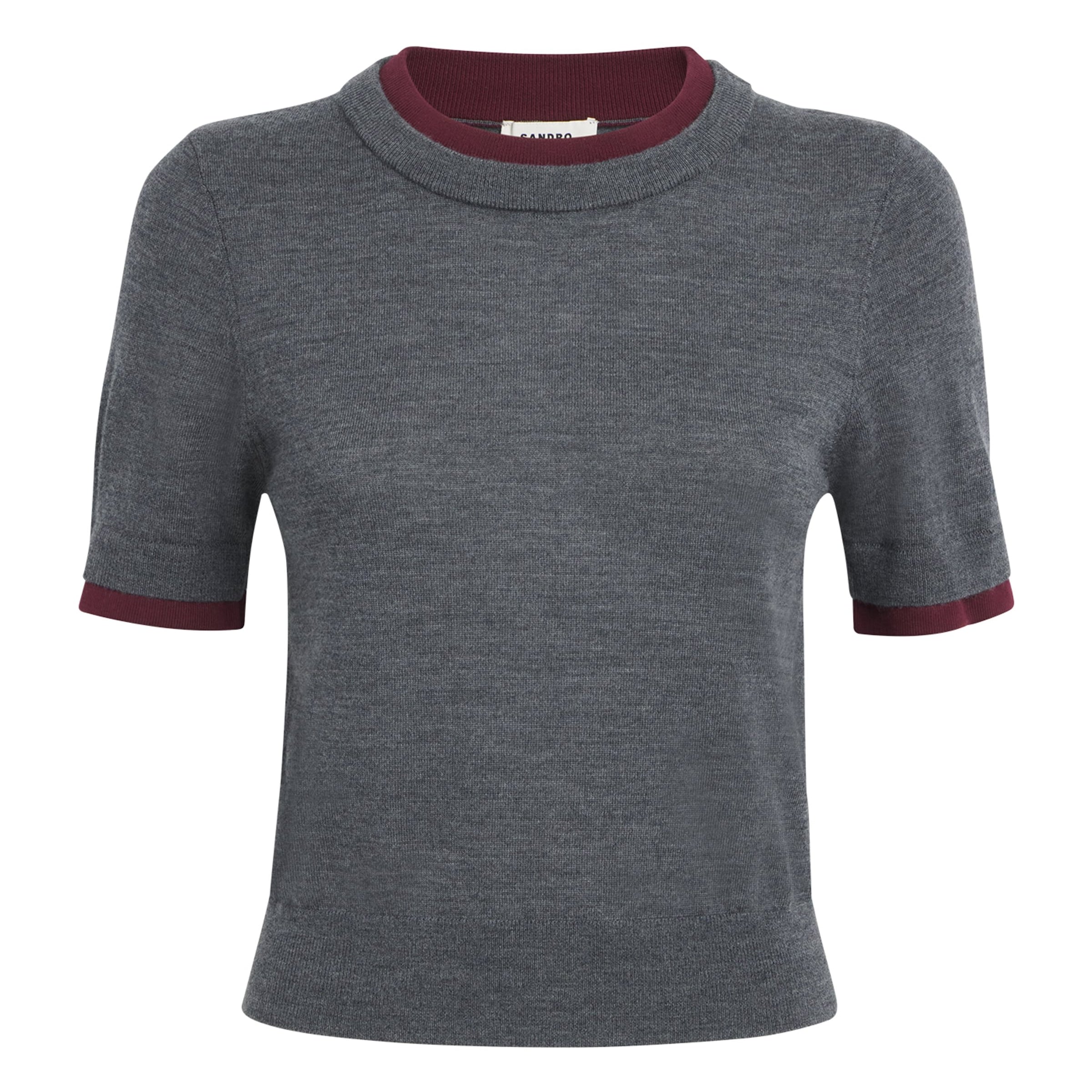 Sandro Paris Black Wool Short-Sleeve Sweater