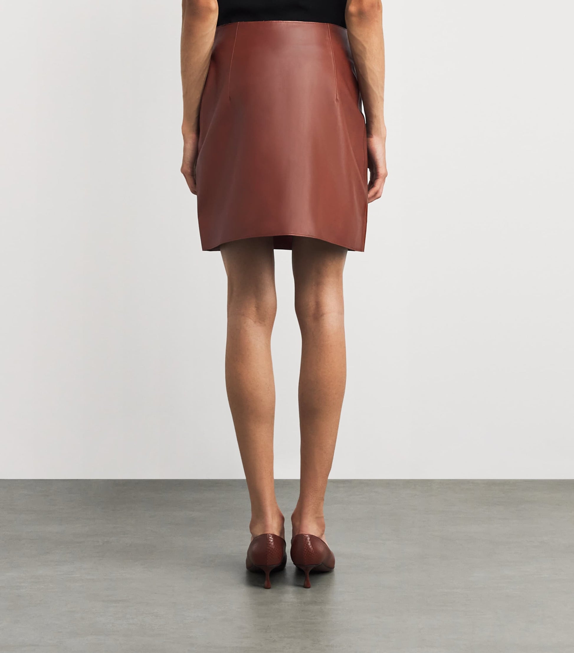 Brown Maha Leather Mini Skirt