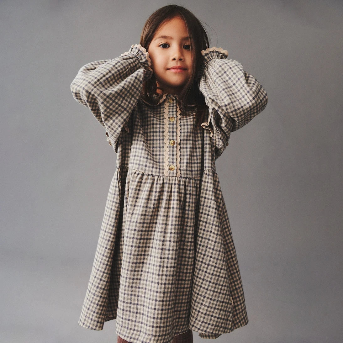 Wheat - Alissa ruffled checked cotton dress