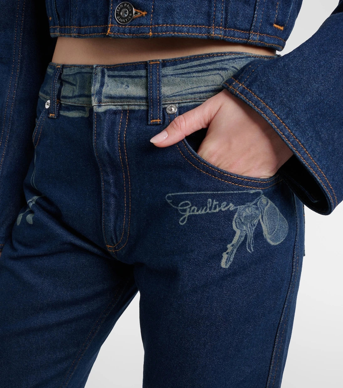 Jean Paul Gaultier - Printed mid-rise straight jeans