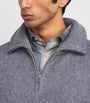 FRAME Grey Wool-Cotton Half-Zip Sweater