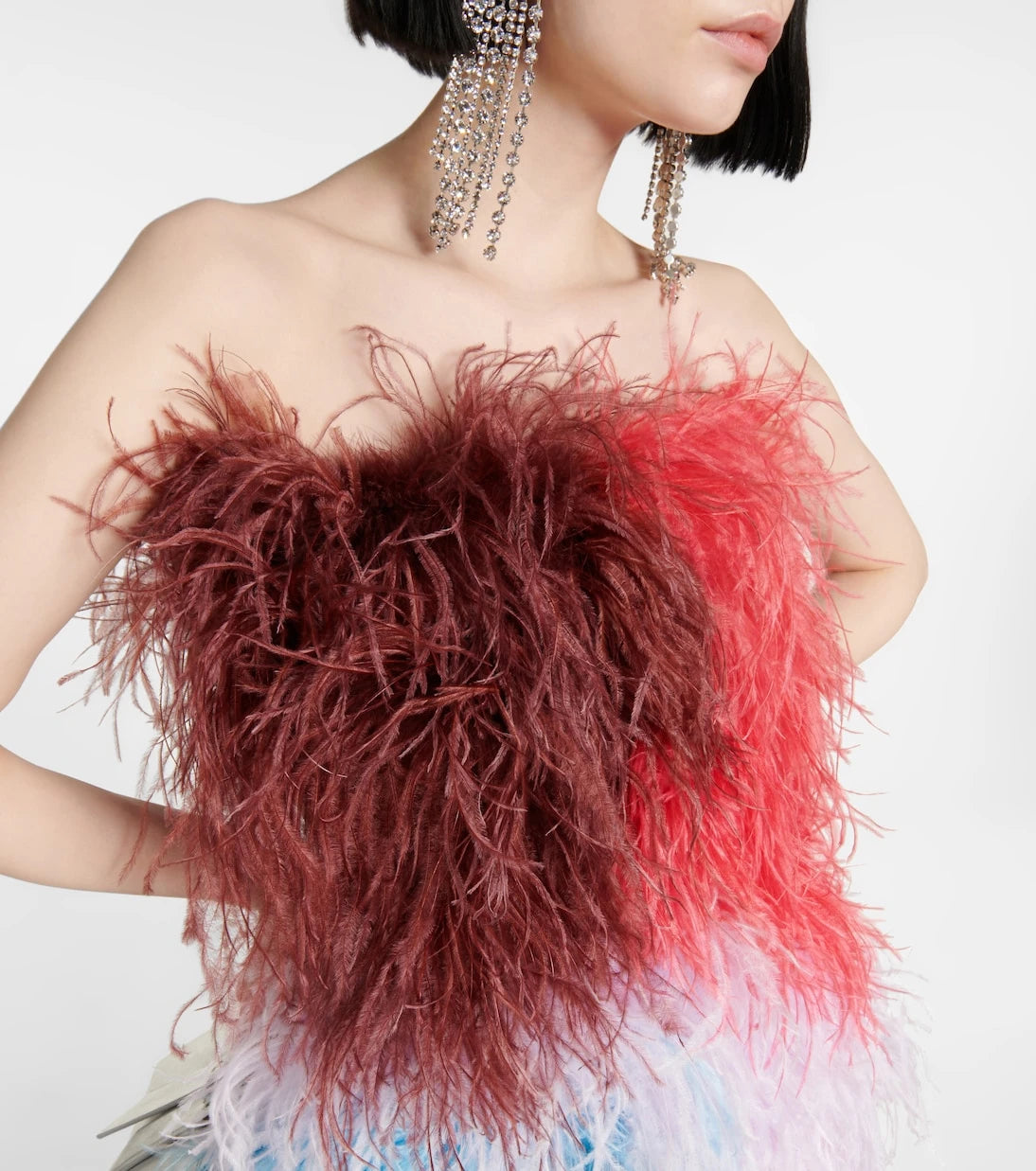 The Attico - Keri feather-embellished minidress
