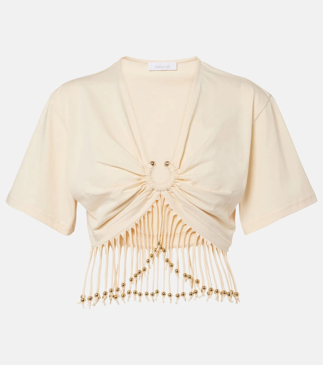 Rabanne - Embellished cotton jersey crop top