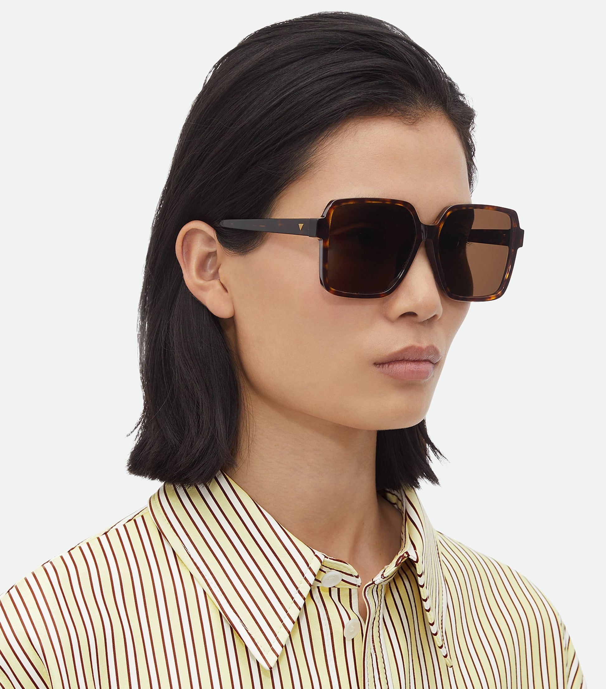 Bottega Veneta Grey Rectangular Sunglasses
