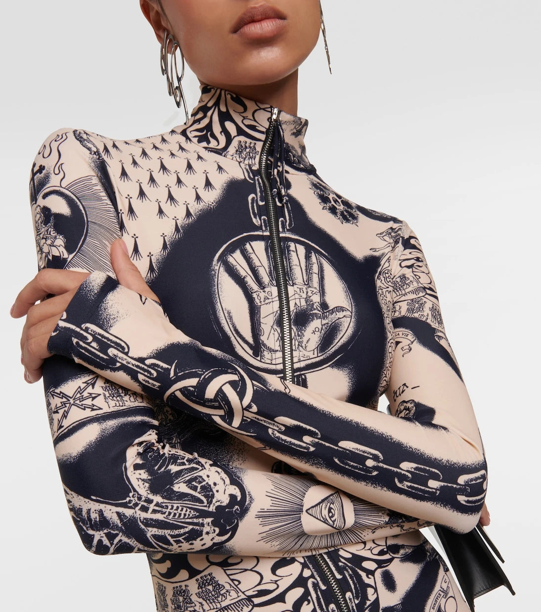 Jean Paul Gaultier - Tattoo Collection printed jersey catsuit