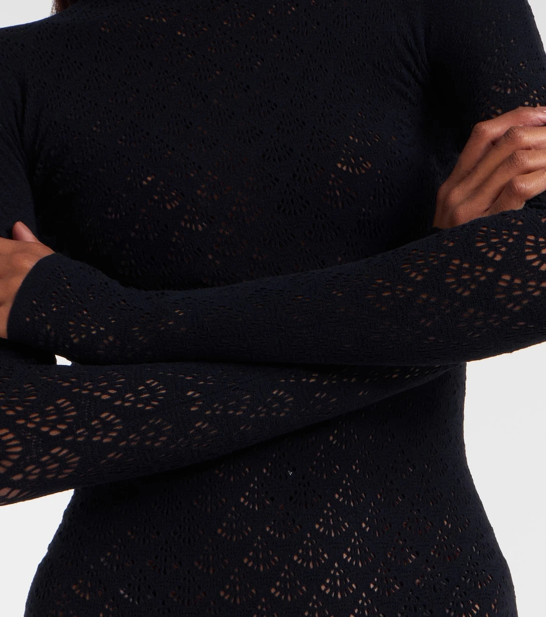 Wolford - فستان قصير محبوك شبه شفاف