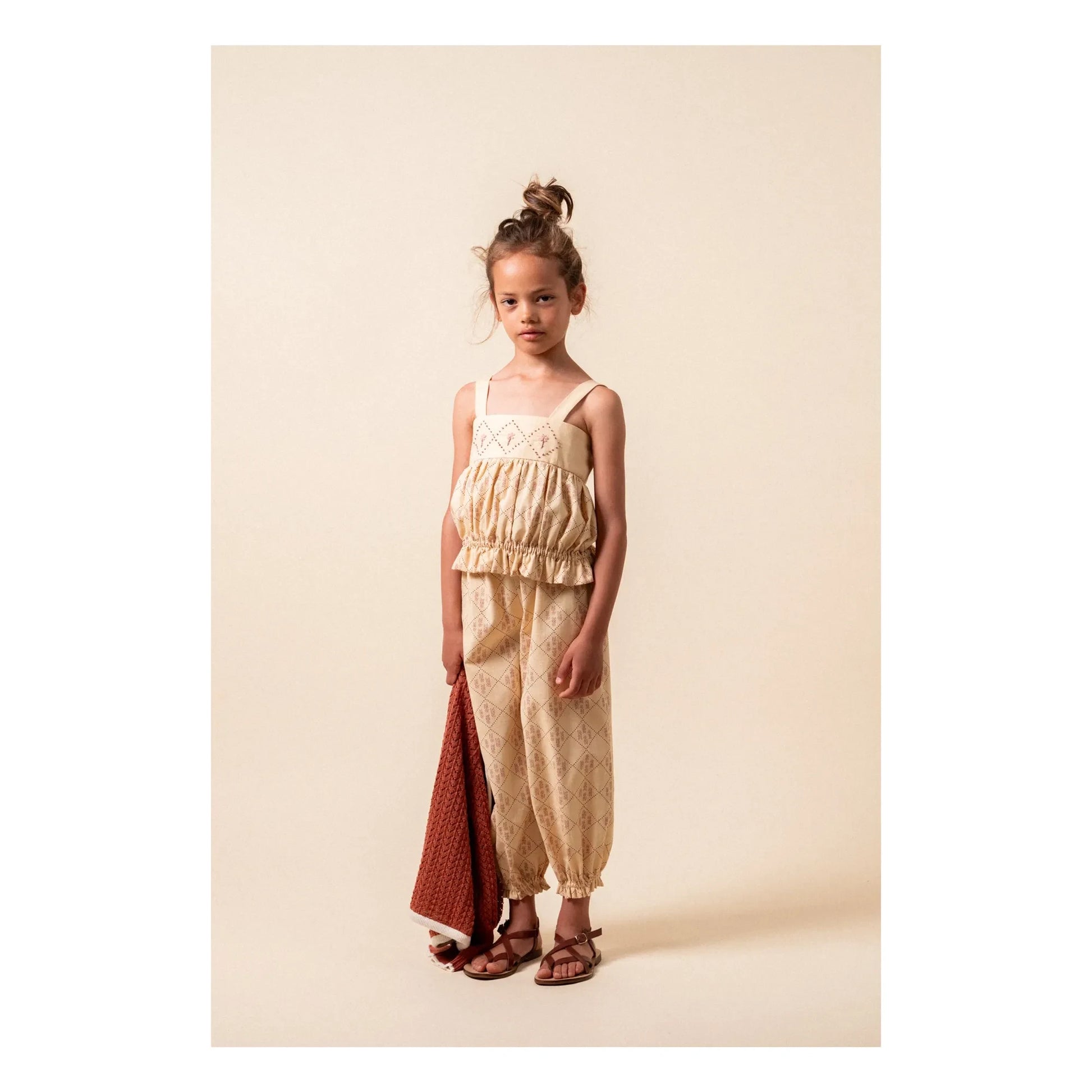 birinit - Castelflorite embroidered top Organic cotton | Honey