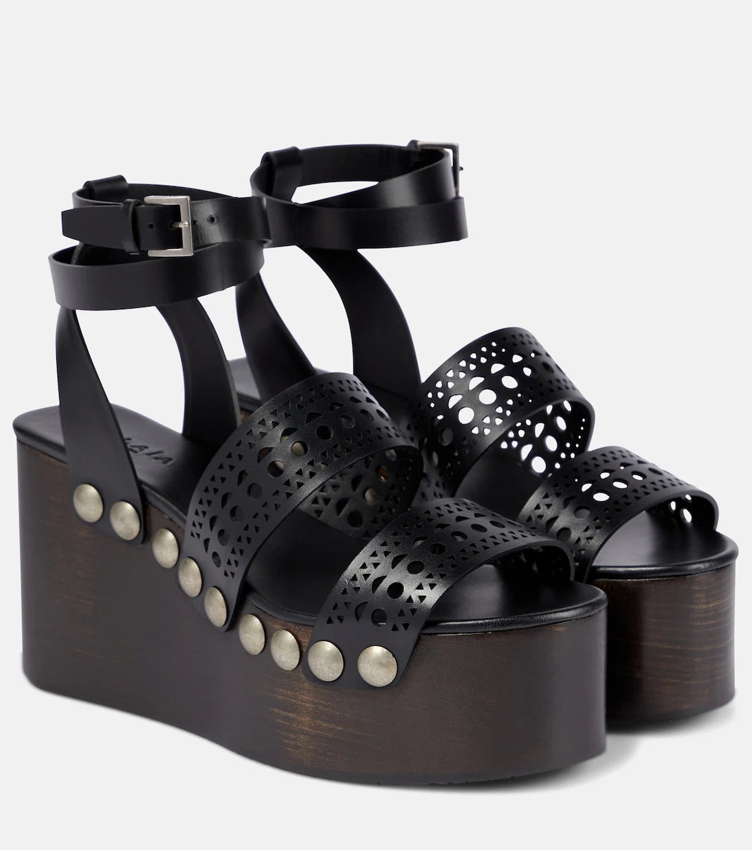 Alaïa - Leather wedge sandals