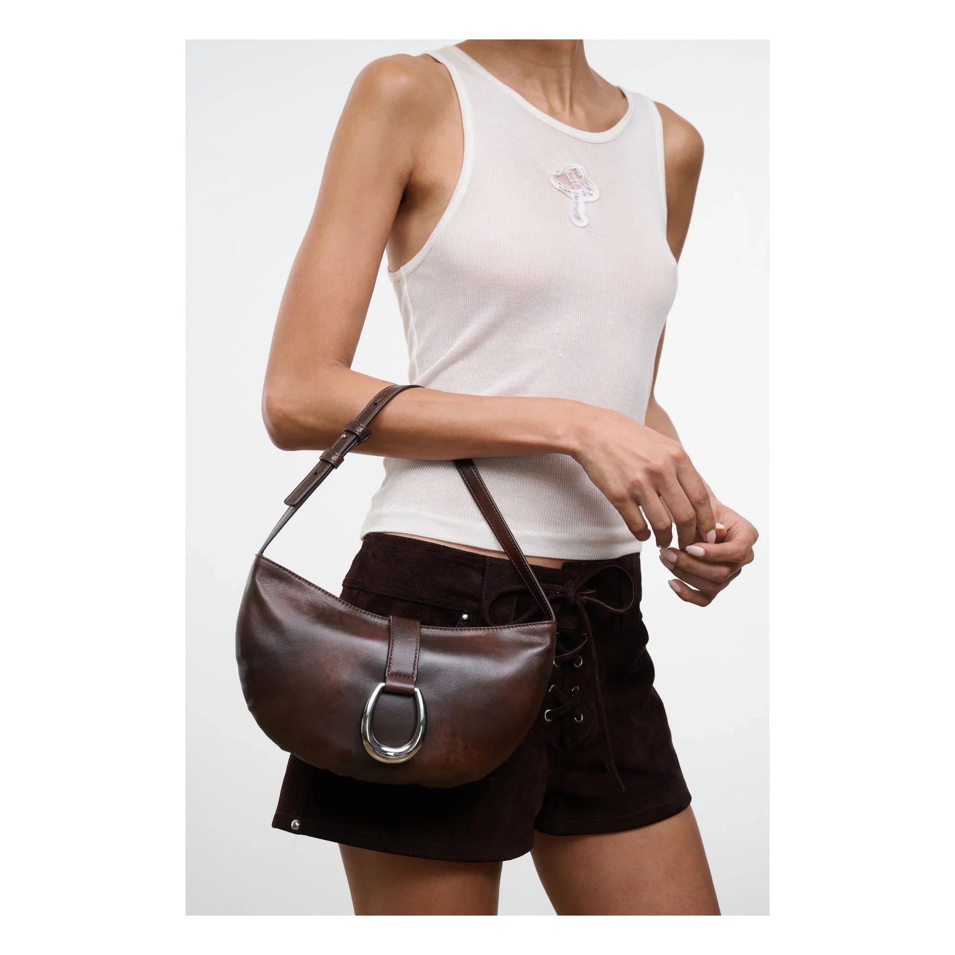 Staud - Harlow Crescent Leather bag | Coffee