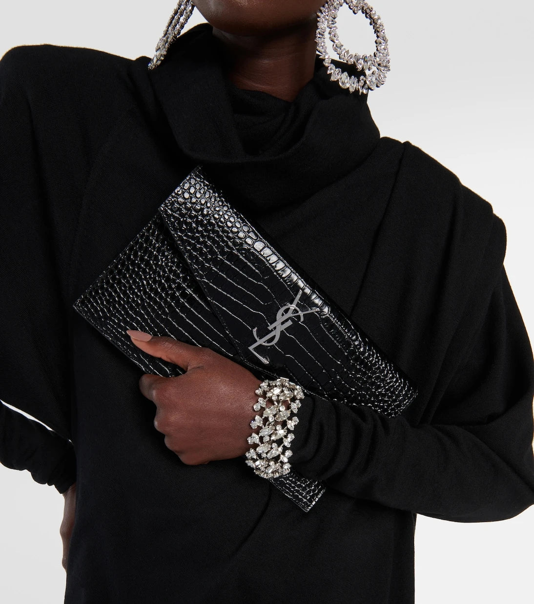Saint Laurent - Uptown embossed leather clutch