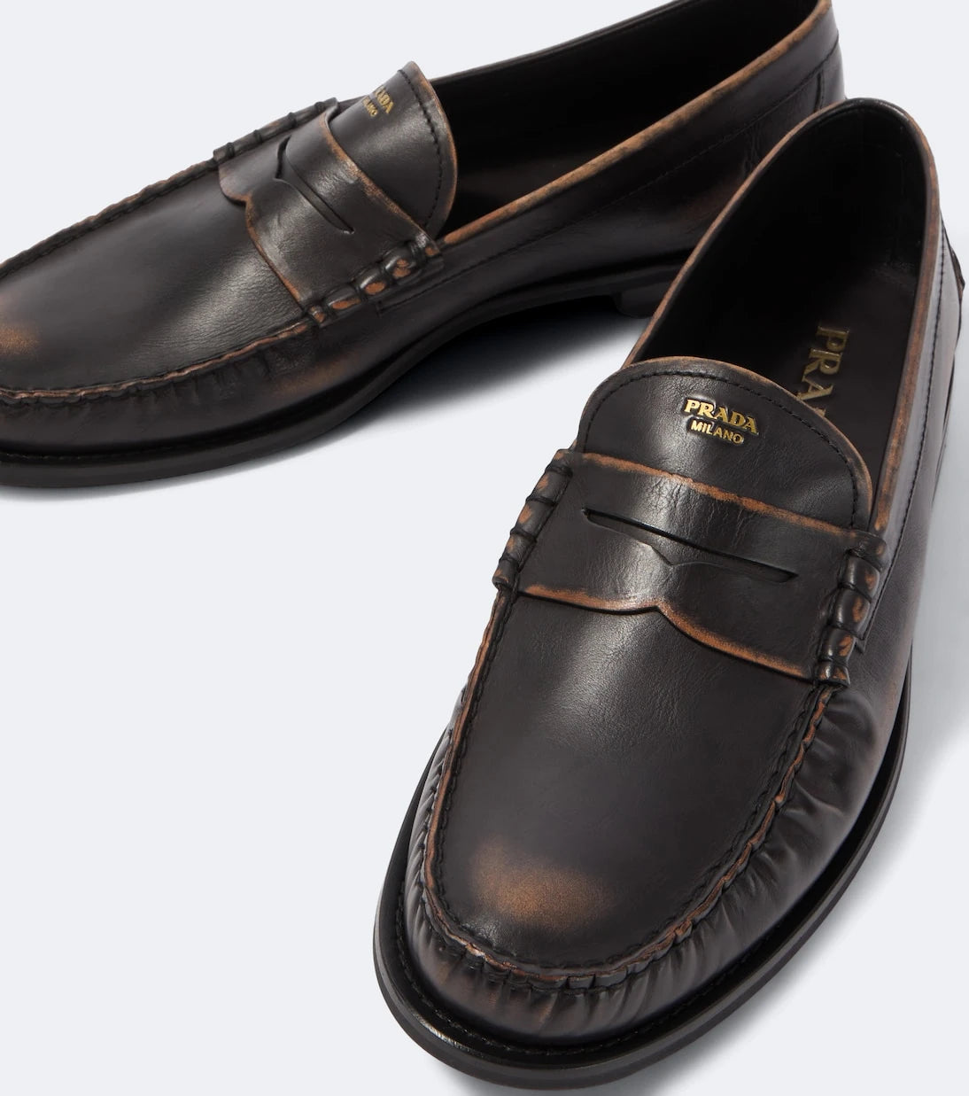 Prada - Leather penny loafers