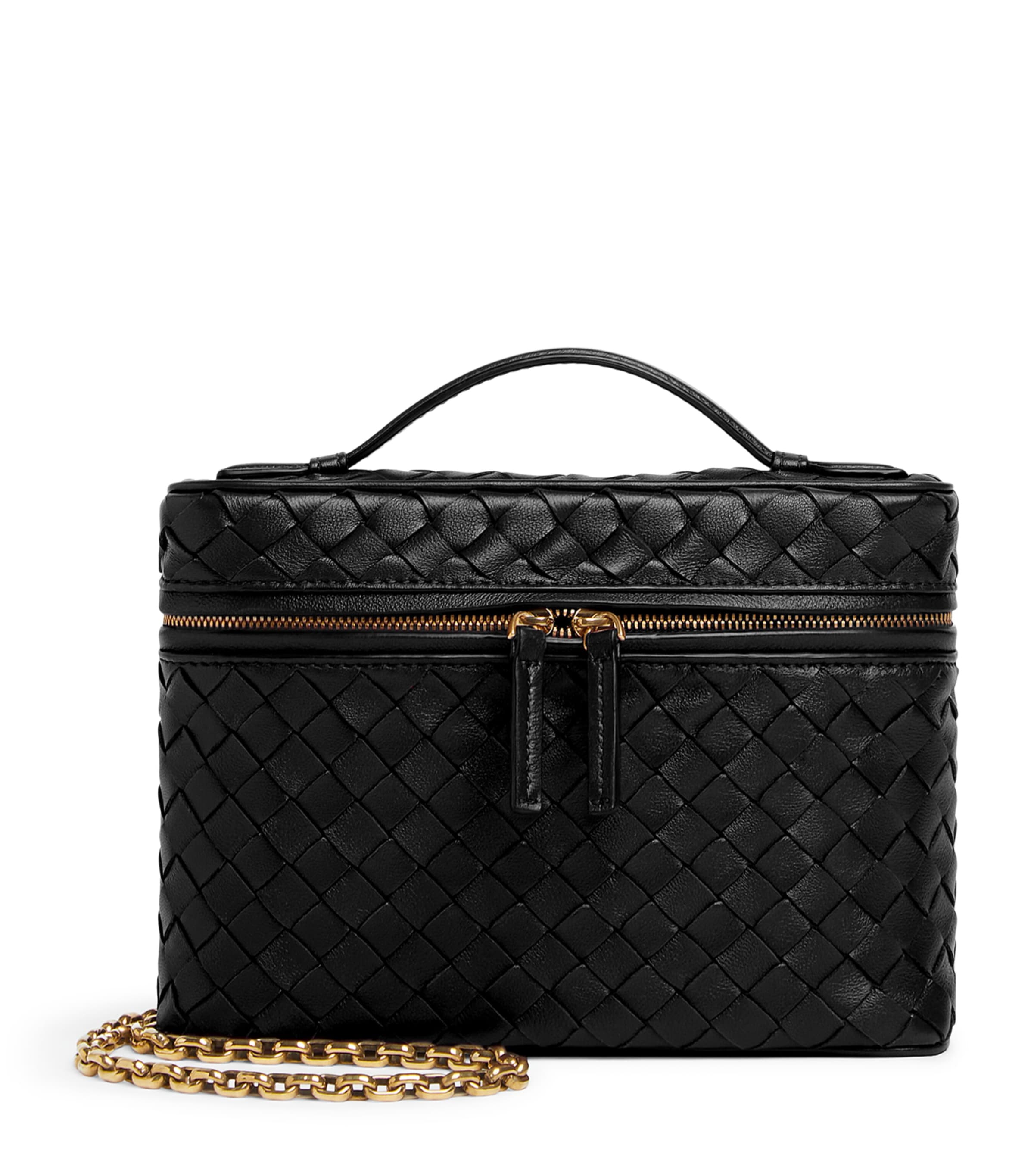 Bottega Veneta Black Small Leather Soft Vanity Case Top-Handle Bag