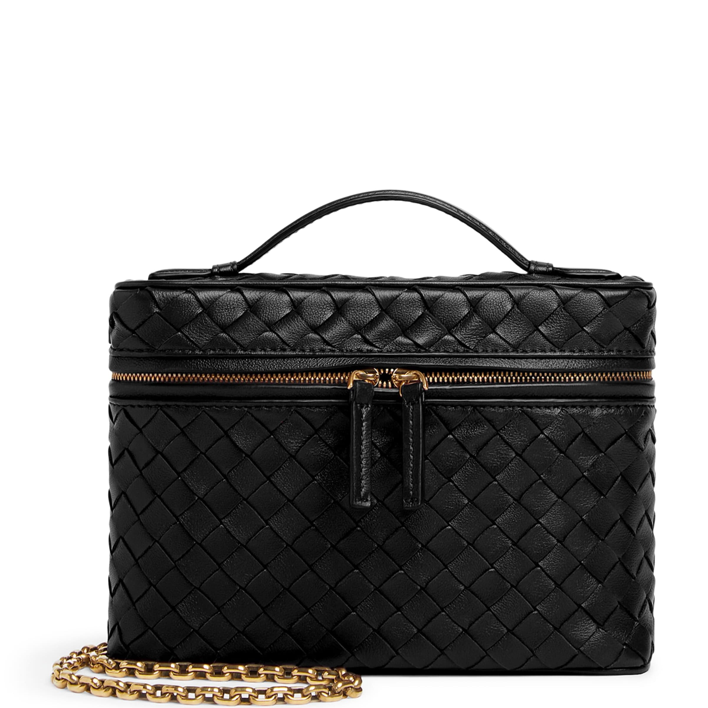 Bottega Veneta Black Small Leather Soft Vanity Case Top-Handle Bag
