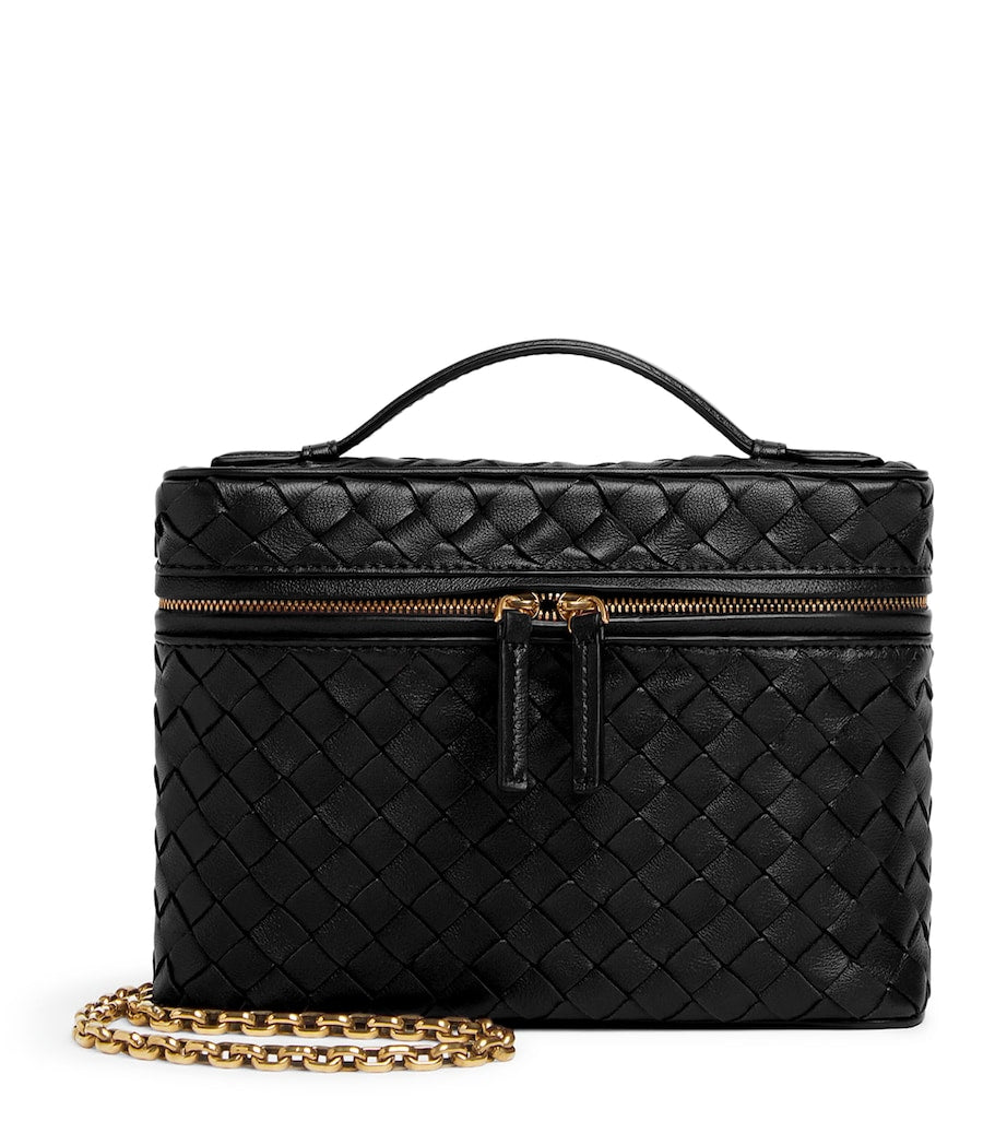 Bottega Veneta Black Small Leather Soft Vanity Case Top-Handle Bag