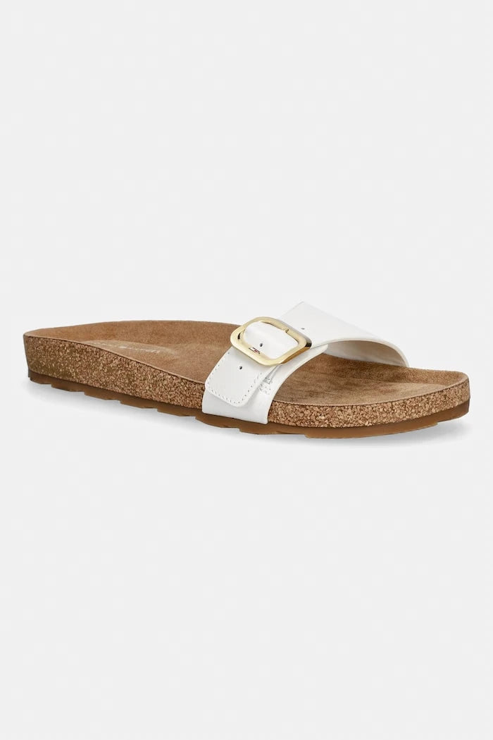 Tommy Hilfiger kadın deri terlik TH CLASSIC CORK SANDAL PEARL LTH