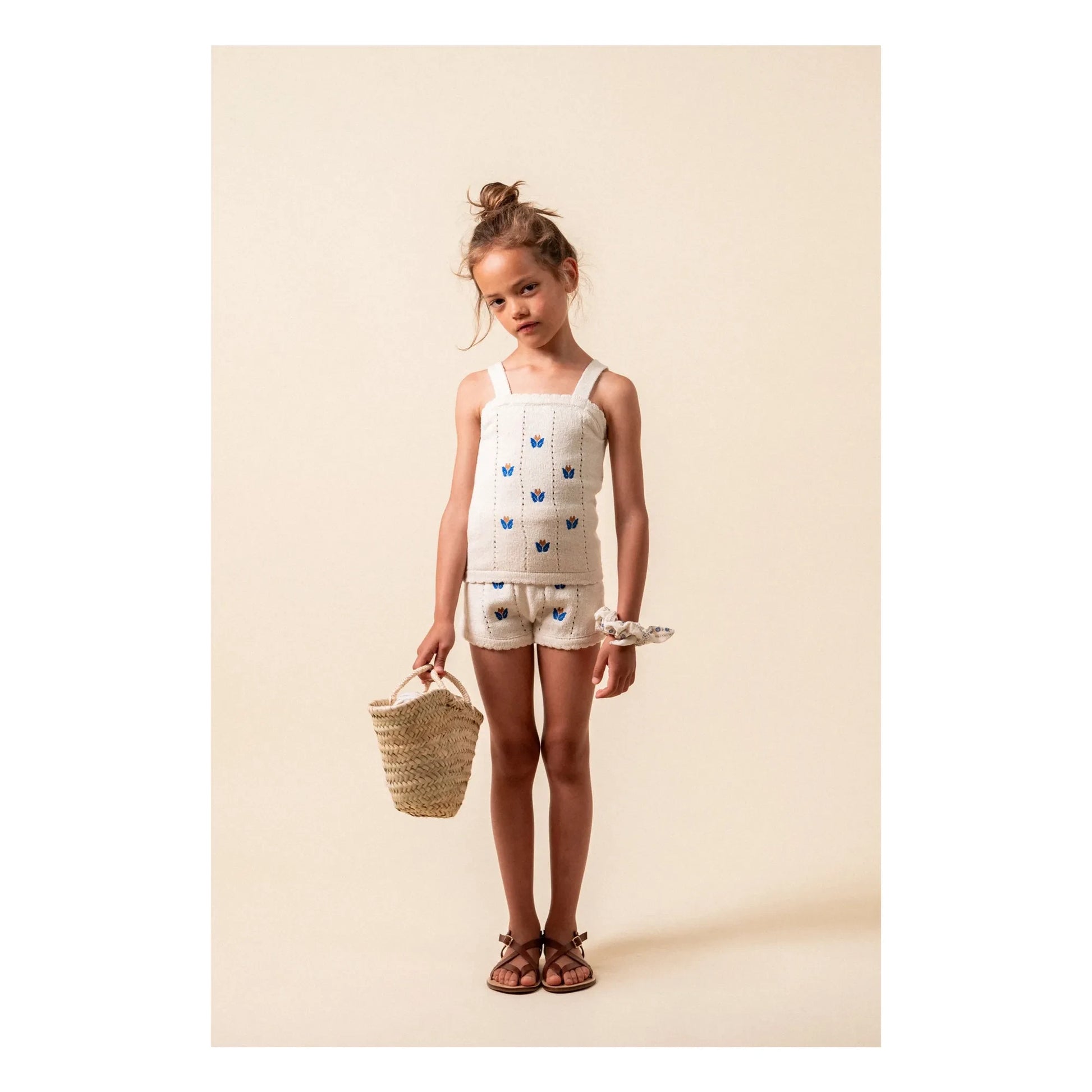 birinit - Embroidered Fine Knit Shorts | Ivory