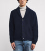 Navy Wool-Cashmere Shawl-Collar Cardigan