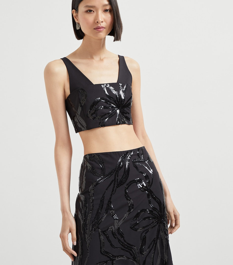 Brunello Cucinelli Black Embellished Crop Top