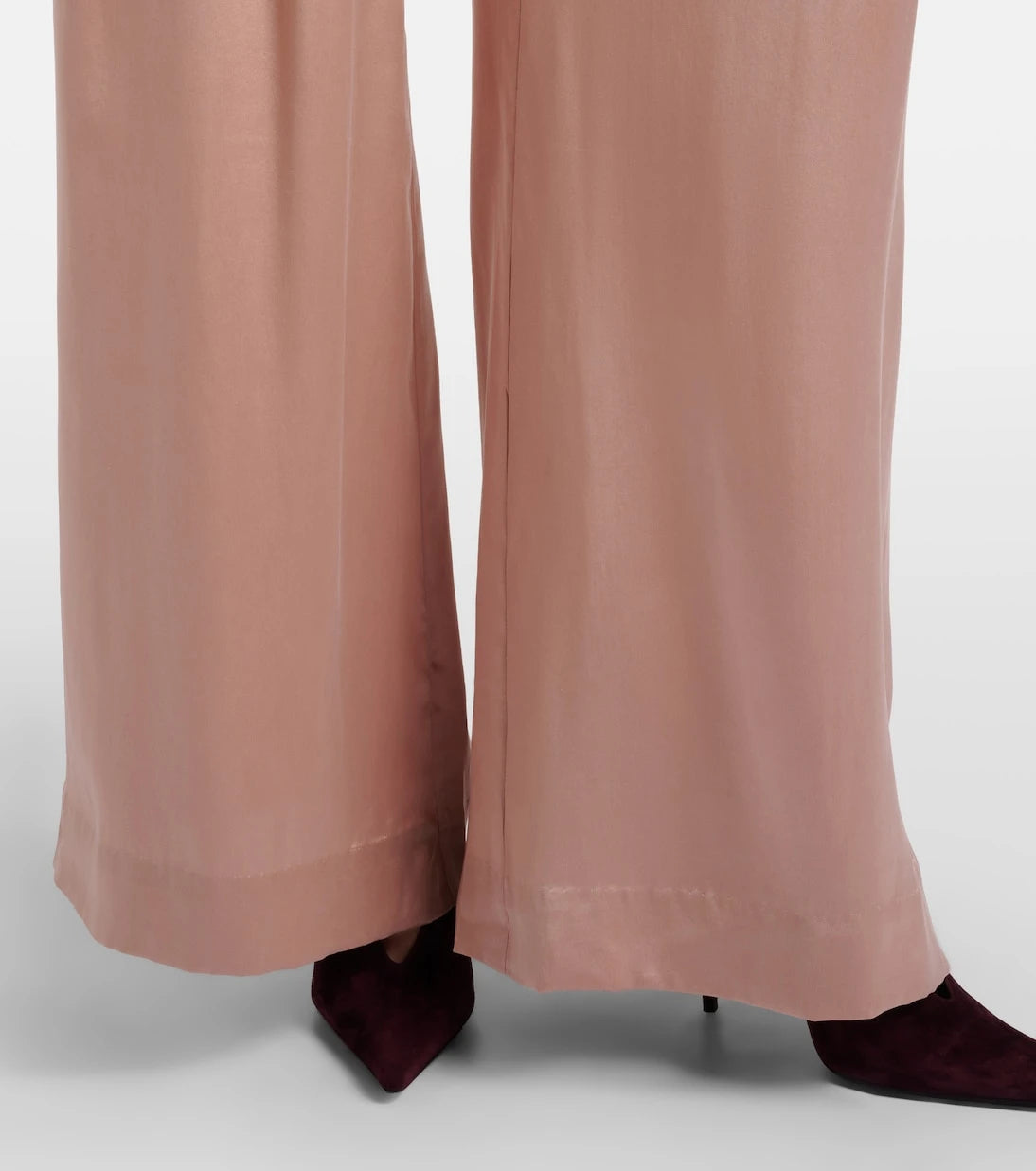 Zimmermann - Belted pleated silk satin wide-leg pants