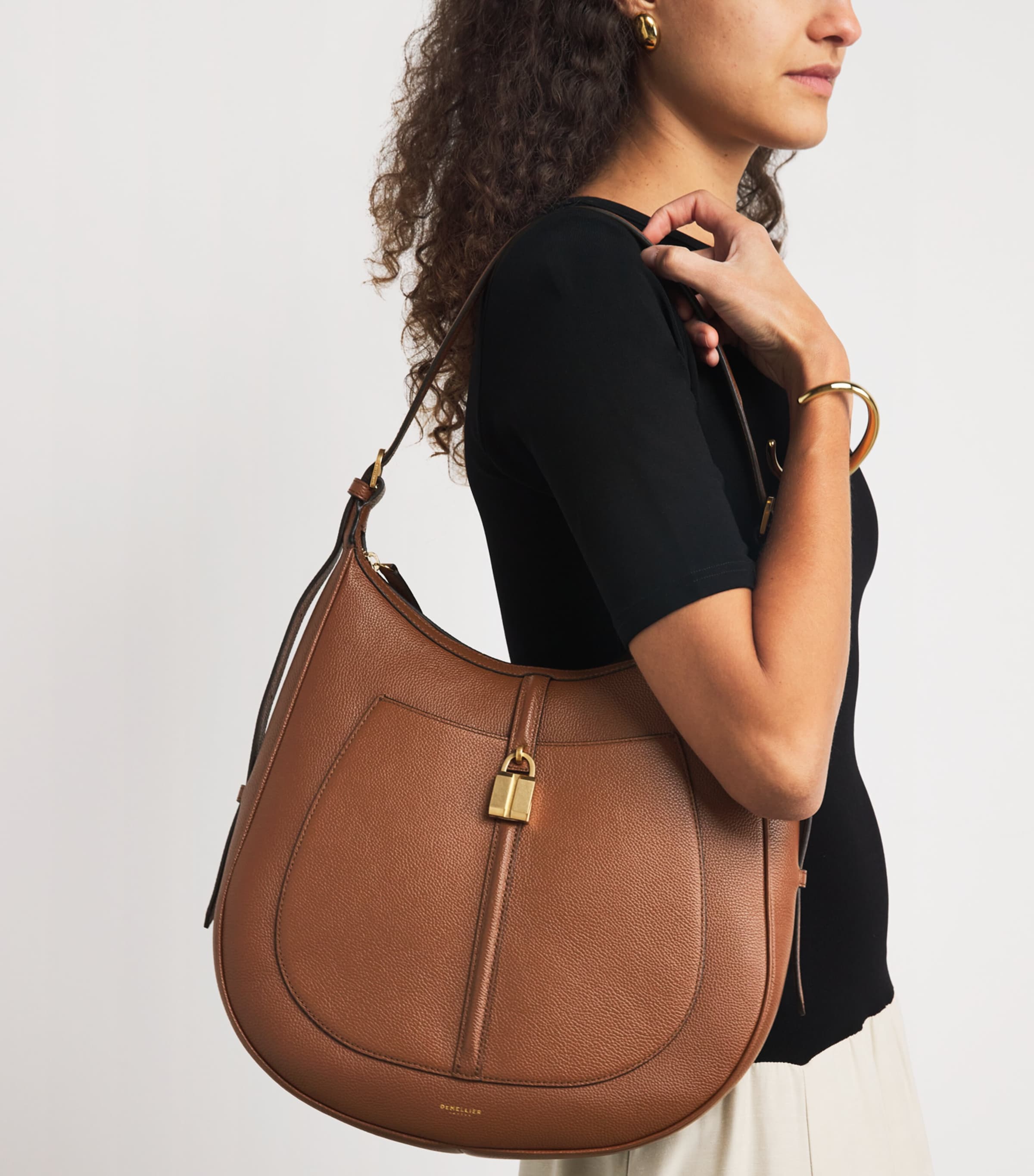 Demellier Beige Small Leather Siena Shoulder Bag