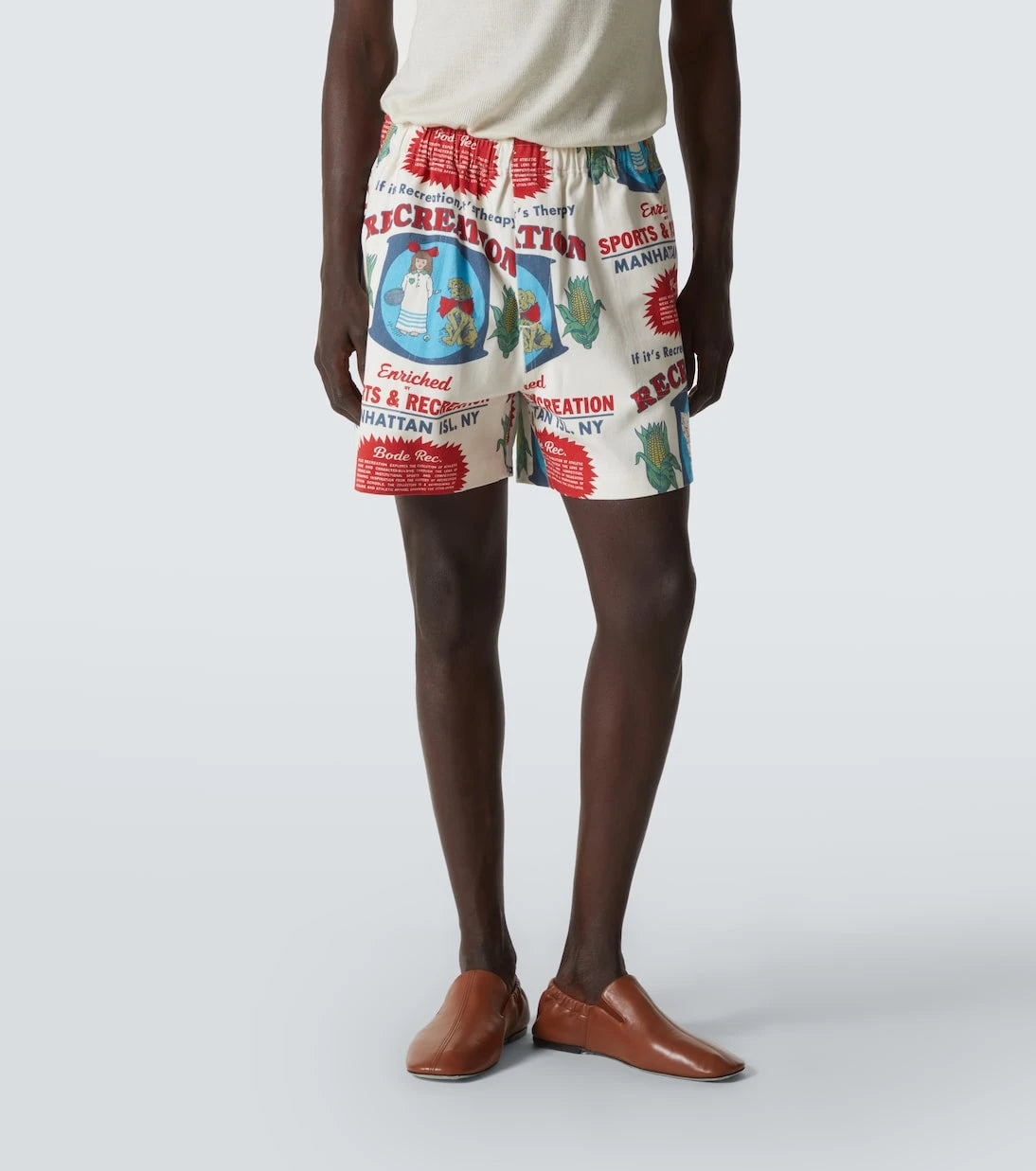 Bode - Enrichment cotton printed shorts