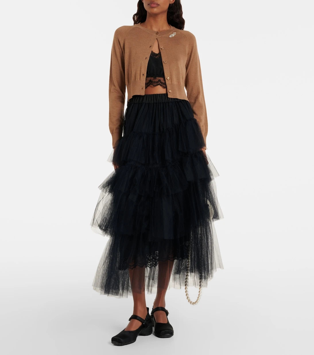Simone Rocha - Embellished cropped wool and silk cardigan