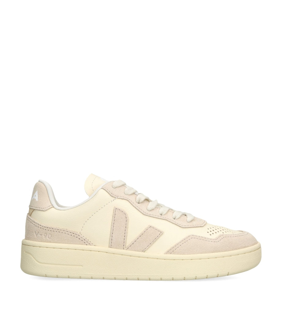 Veja Beige Leather V-90 Sneakers