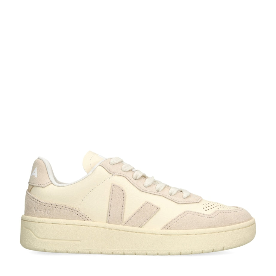 Veja Beige Leather V-90 Sneakers
