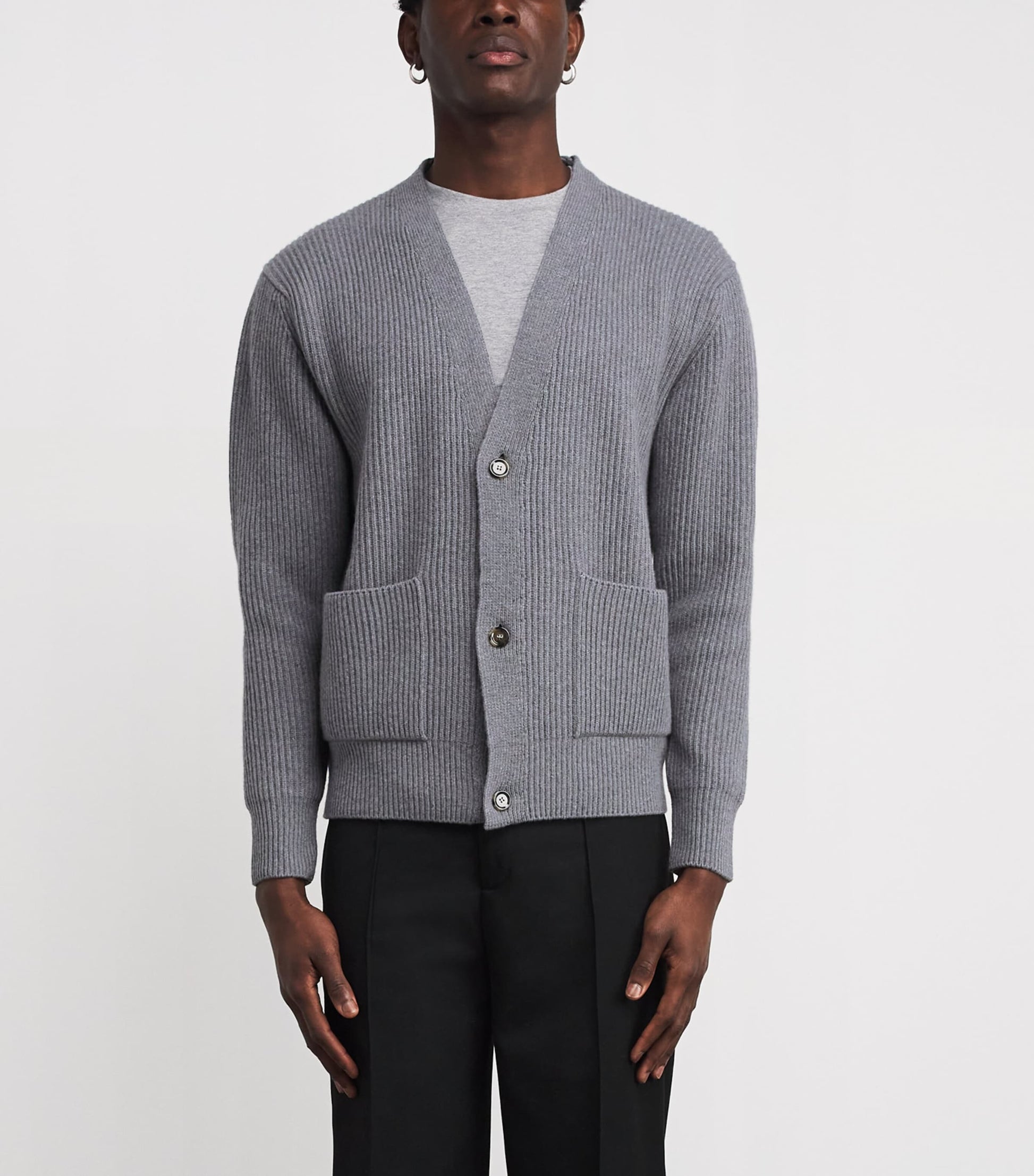 Grey Wool-Cashmere Cardigan